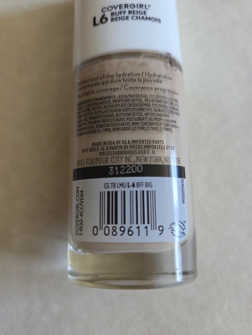 COVERGIRL TruBlend Oil-free Liquid Foundation, L-6 Buff Beige 1 fl oz NEW SEALED